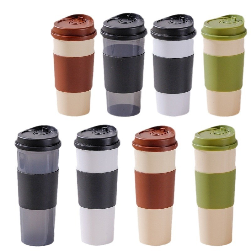 Wheat Straw PP Coffee Cup and Milk Cup with Sealed Sliding Cover for Heat Insulation and Preservation. Outdoor Portable Water Cup.