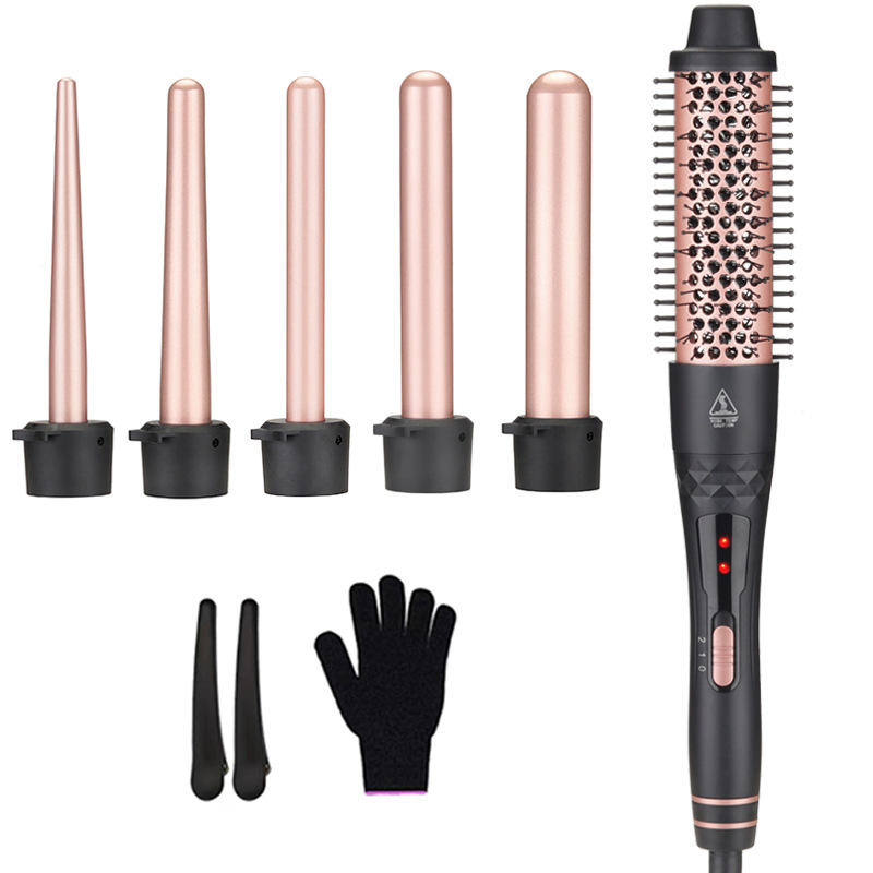 Save Hot-Selling 6-in-1 LED Factory Multifunctional Lonic Hair Styling Iron Thermal Brush & Curling Iron Comb Versatile Multi Styler