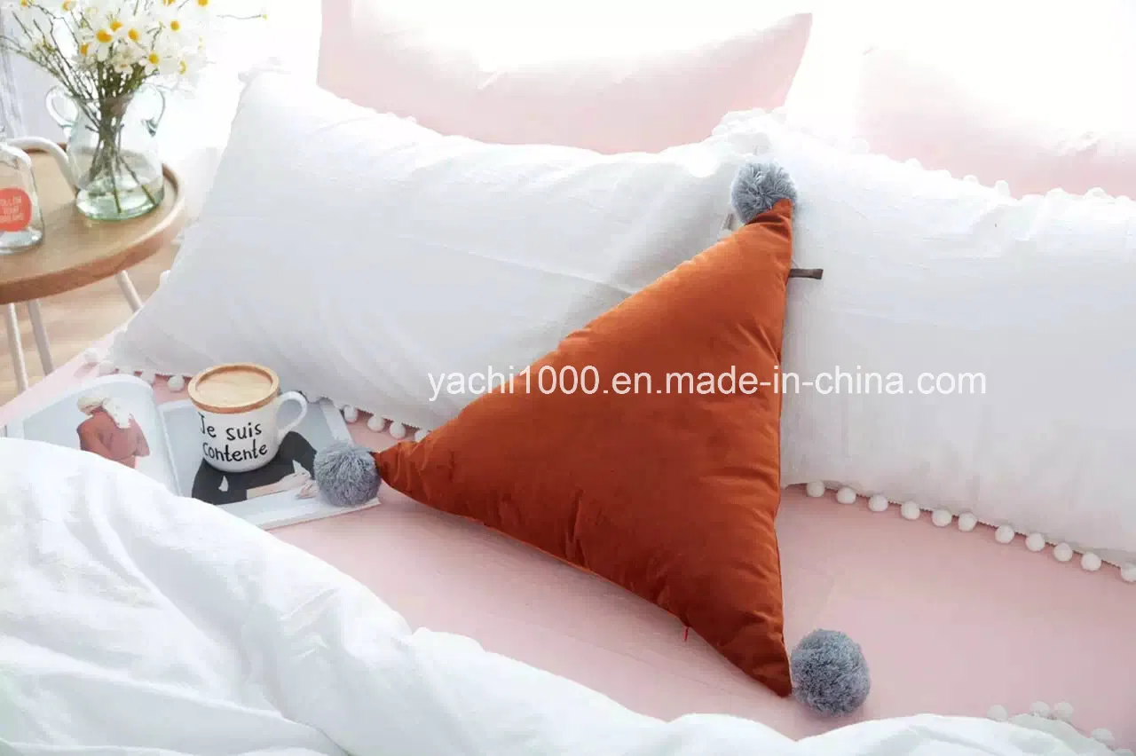 Novel Triangle Shaped Sofa Pillow with Hairball