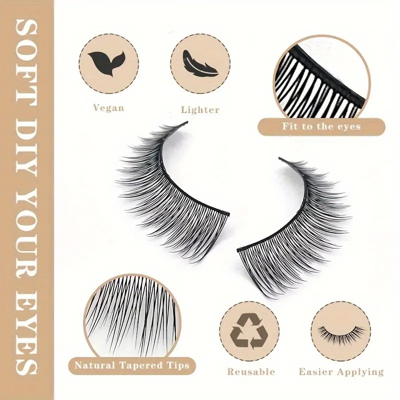 Natural Lashes Wispy Fake Mink Eye Lashes 20pairs of Natural Appearance Fluffy