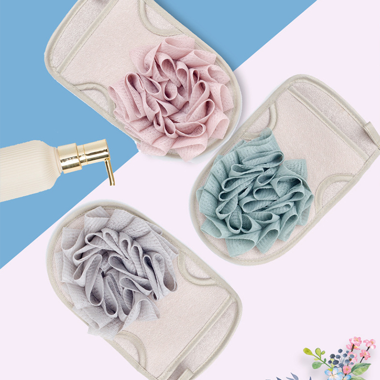Double Use Bath Sponge Shower Scrub Bath Glove with PE Shower Flower Exfoliator Scrubber