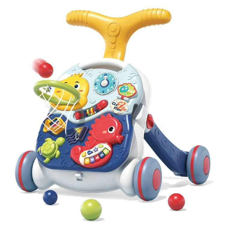 Samtoy 3 in 1new Multifunctional Adjustable Activity Table Sit to Stand Musical Baby Walkers for Kids