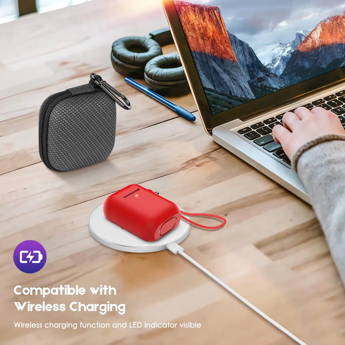 PU Leahter Outdoor Travel Carrying Protective EVA Case for Soft Silicone Headphone