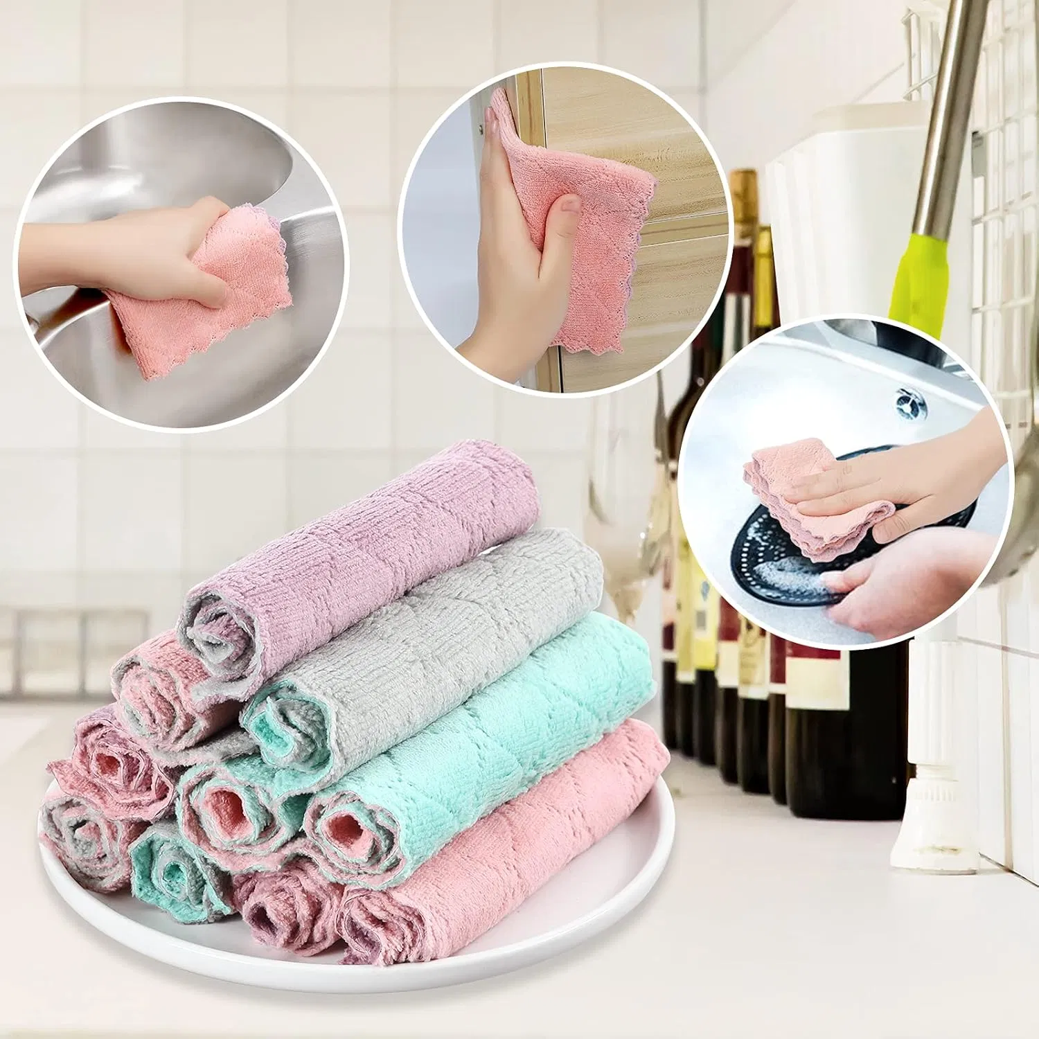 Luxurious Ultra-Soft Coral Fleece Dish Cloths for Easy Cleaning