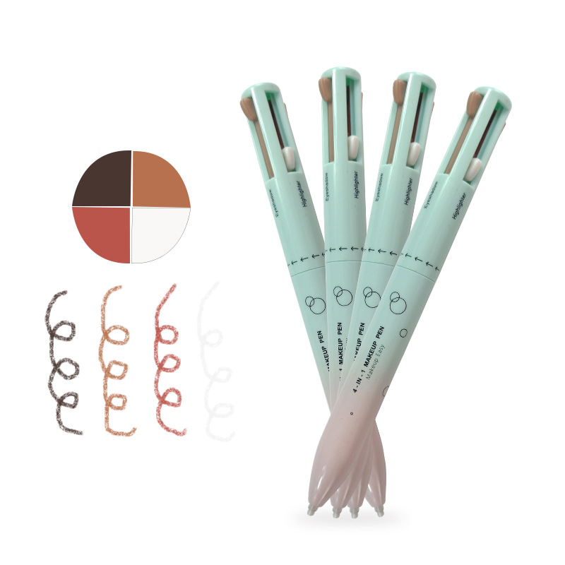 4-in-1 Touch-up Makeup Pen with Highlighter Eyeliner Eyebrow and Lip Liner Refills