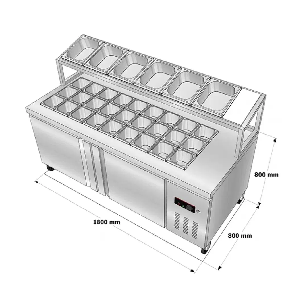 Commercial 1.5m Direct Cooling Salad and Pizza Prep Refrigerator Salad Display Cabinets