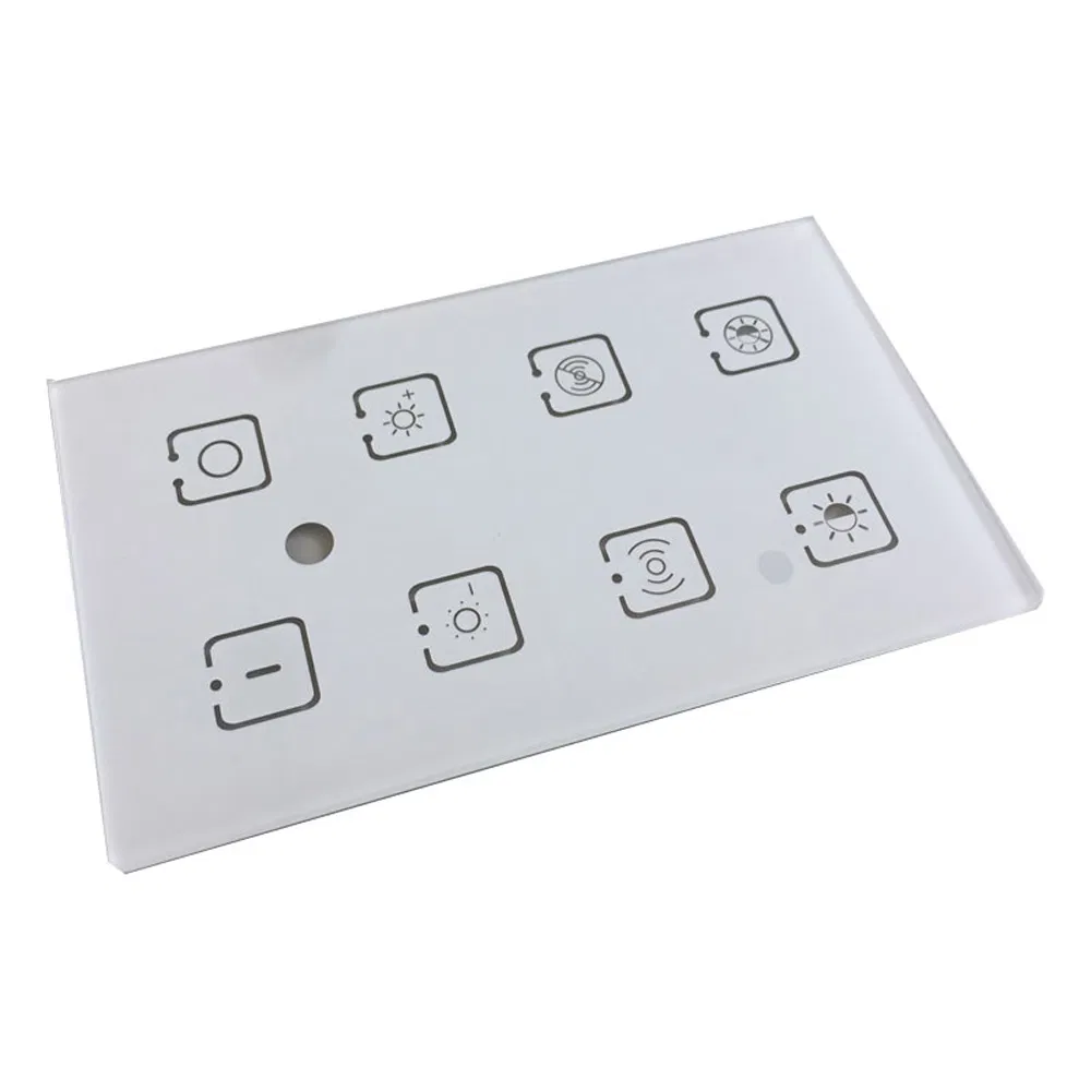4mm Custom White Silk Screen Tempered Glass Touch Switch Panel for Smart Home Control Applications