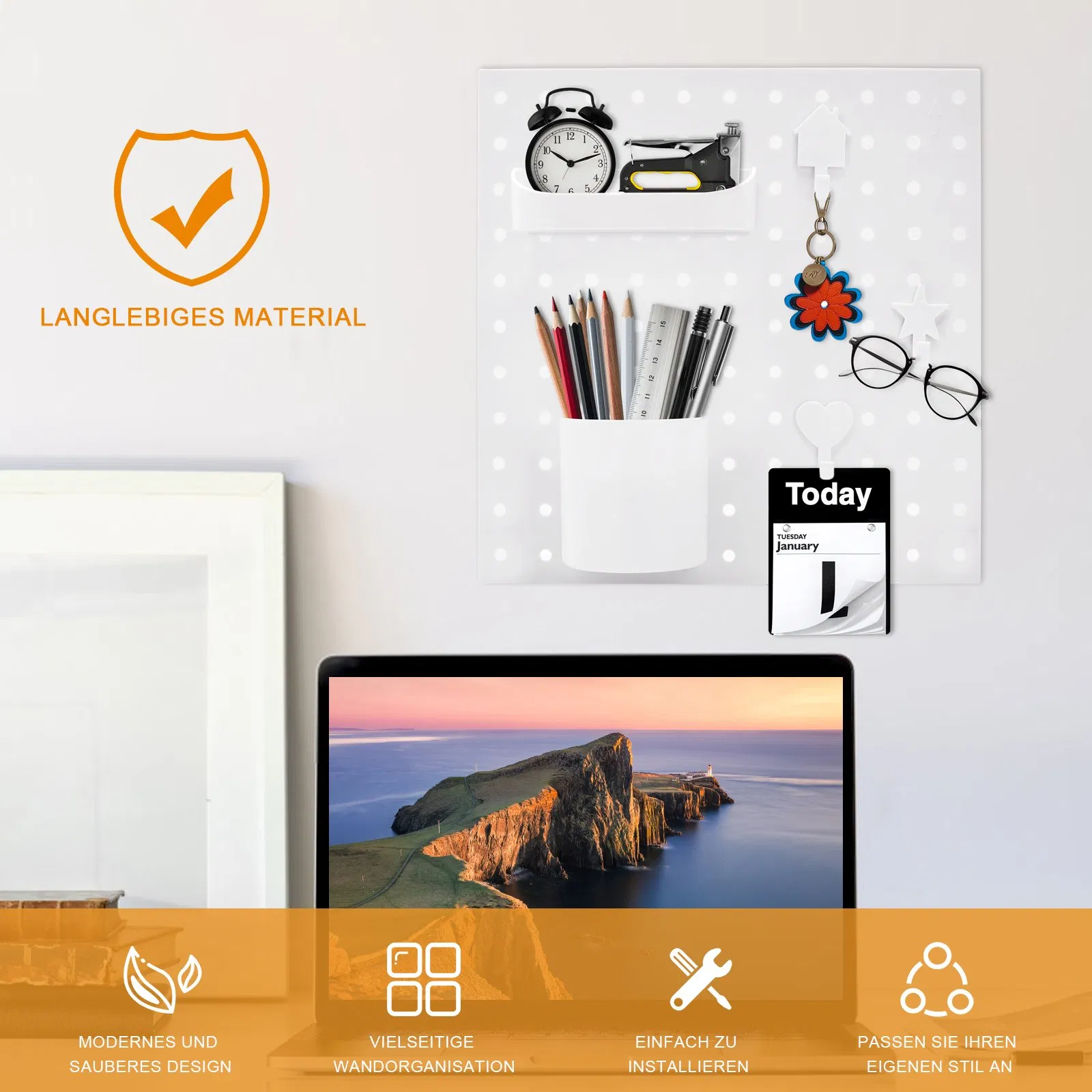 Pegboard Hook Assortment, Display Board with Accessories, Plastic Parts