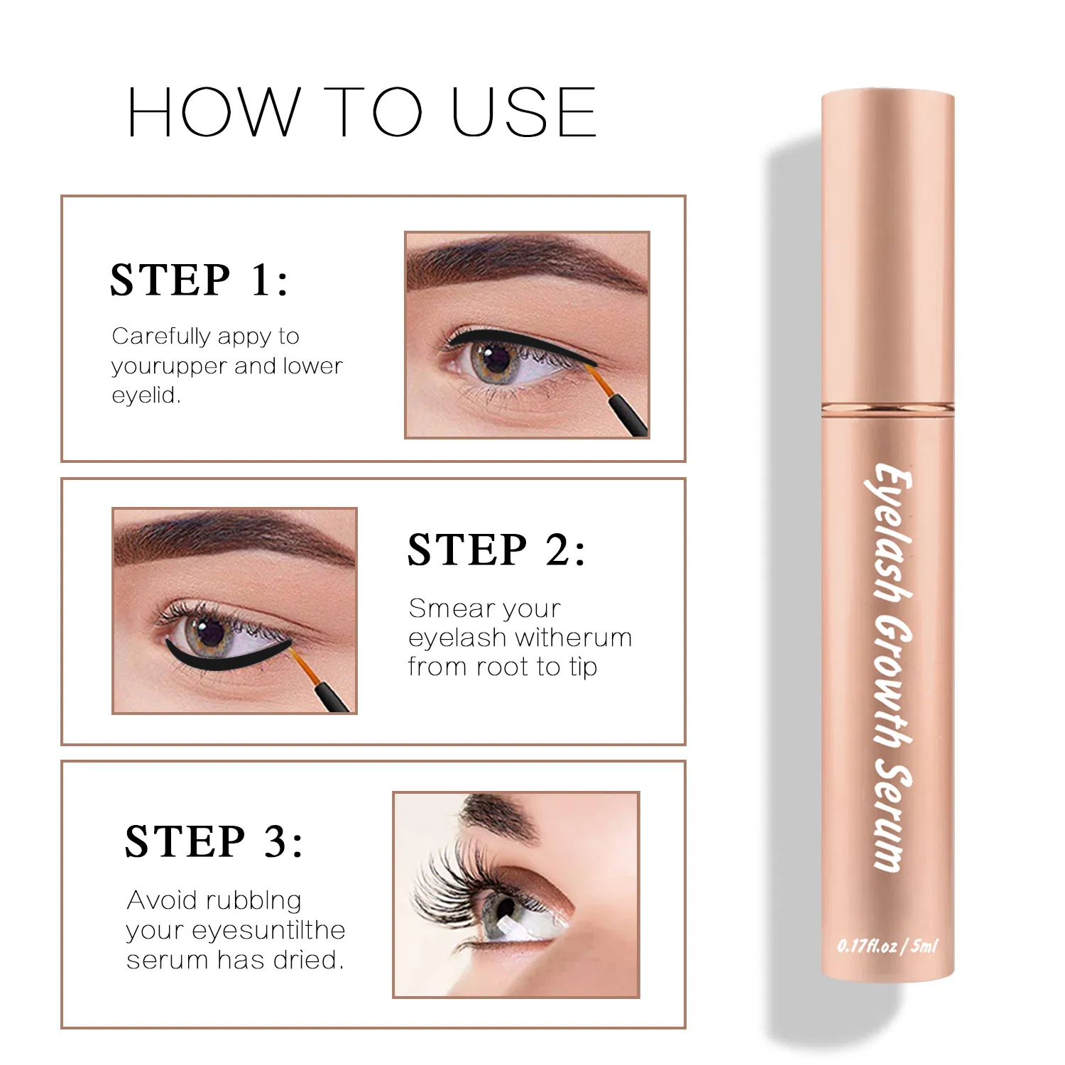 Eyelash Enhancing Serum Growth Treatments Wholesale Custom Oil Free Vegan 100% Natural Organic 5ml Private Label Eye Lash Serums