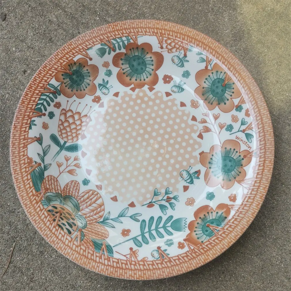 9.25"Soup Plate with Full Under Glaze Two Colour Decal Ceramics Tableware Porcelainware