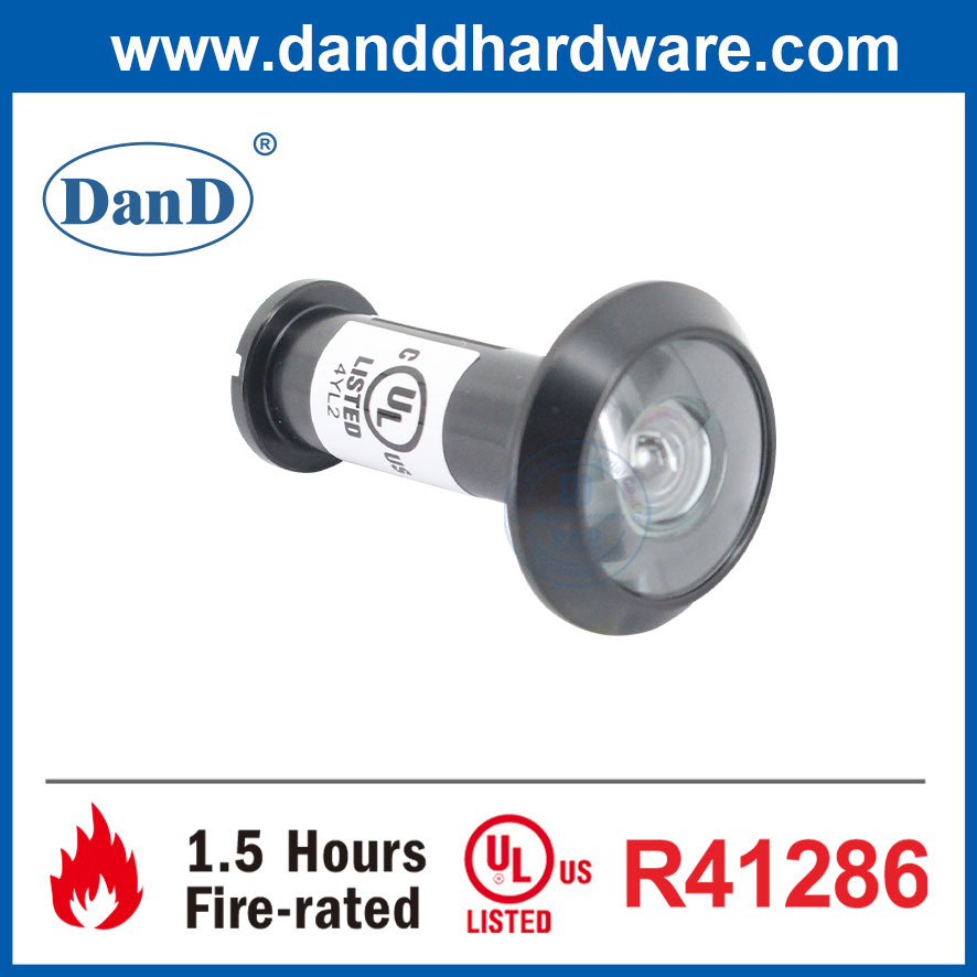 Door Window Hardware Security Accessory Matte Black UL Listed Door Knocker Peephole Fire Rated Spyhole 180 Degree Visor Brass Door Eye Hole Viewer