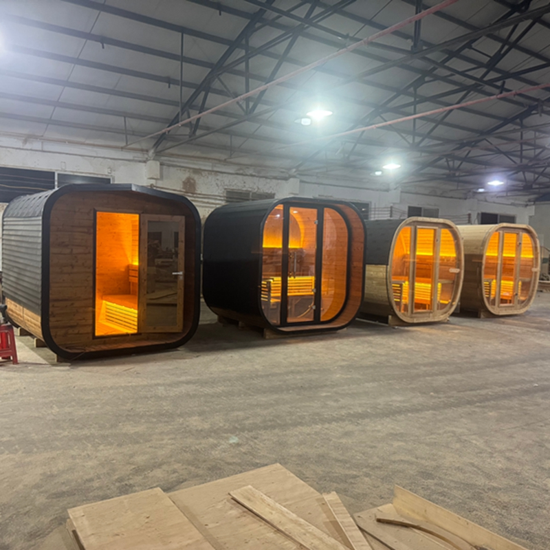 2025 Hot Sale High Quality Custom Cabin Barrel Pod Outdoor Cube Square Sauna Traditional Dry Steam Wet Infrared Slope Backyard Garden Sauna