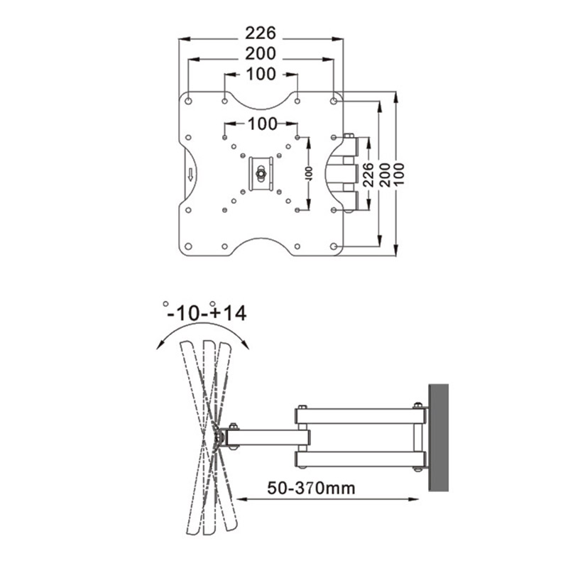 Кронштейн для телевизора 14-32 дюйма, наклонный, VESA 200x200
