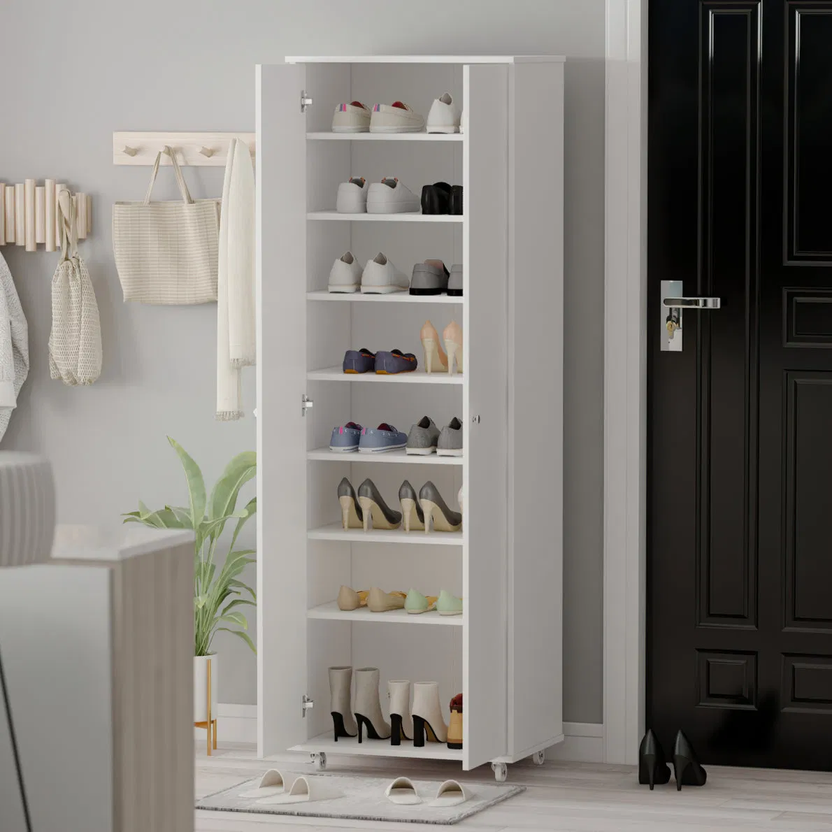 Aluminum Shoe Cabinet Large Capacity Economical Entrance Cabinet at Home Door