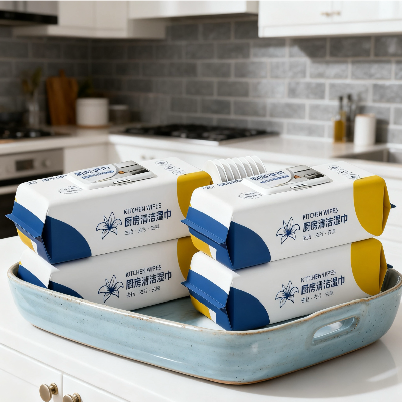 Factory Supplier 60cts Ultra-Soft Household Cleaning Wet Tissues Fast BBQ Oil and Dust Cleanup Kitchen Wet Wipes