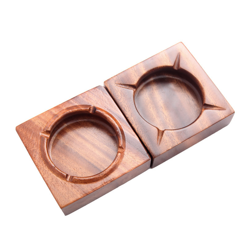 Creative Personality Walnut Wood Solid Cigar Ashtray 5inch Engraved Cigar Accessories Ashtray