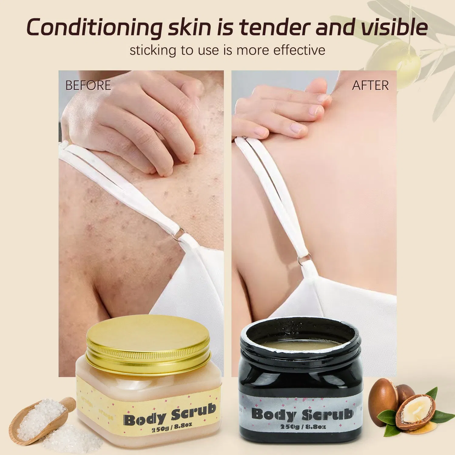Natural Exfoliating Whitening Face and Body Scrub for Skin Care Body Scrub Organic Exfoliate Dead Sea Body Scrub