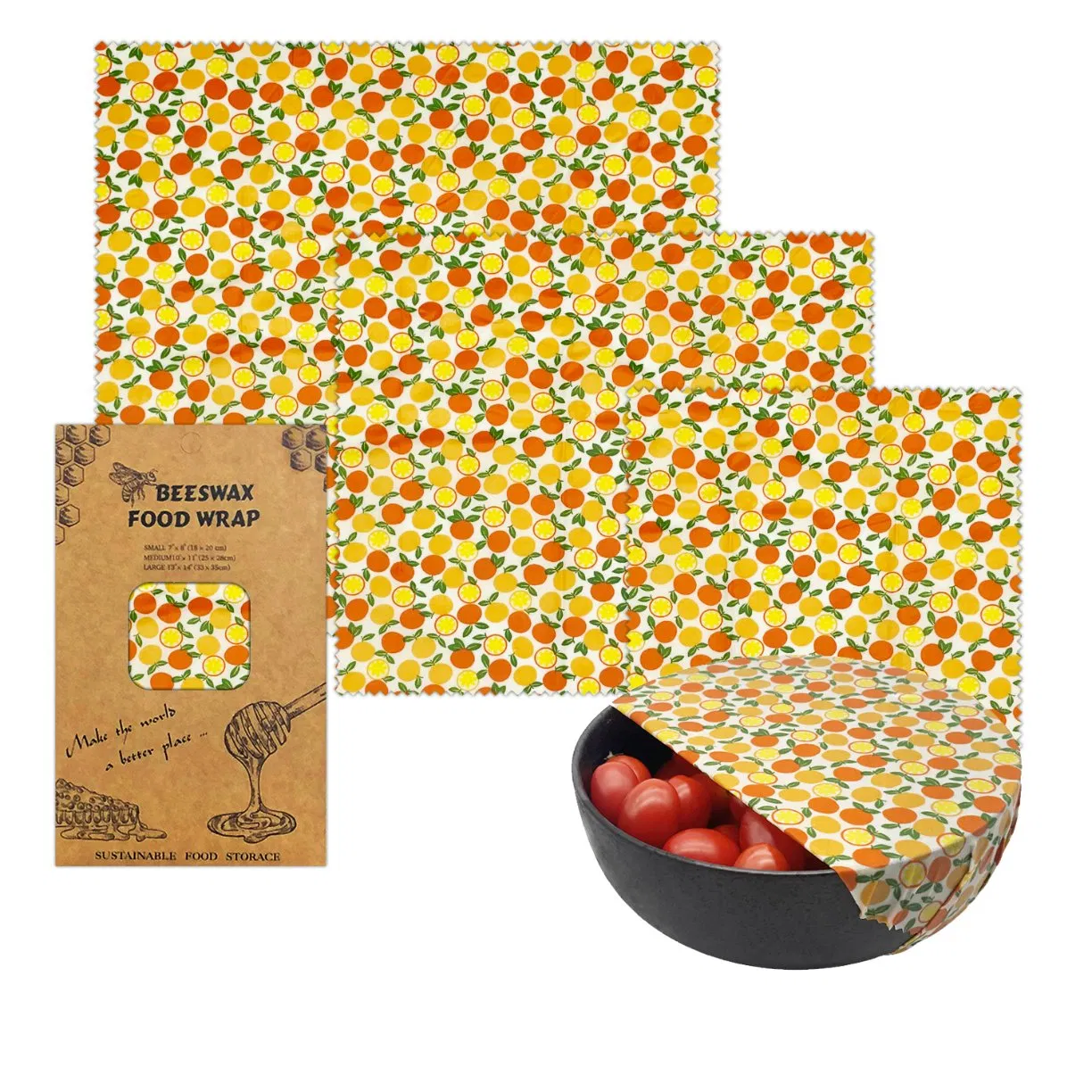 Custom Design Reusable Biodegradable Beeswax Food Wrap