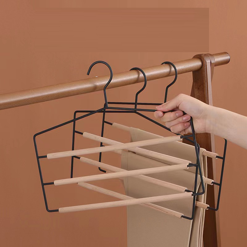 Pants Hangers Non Slip 3 Pack Space Saving Hangers Multi-Layer Swing Arm Pants Hanger Iron Space Saver Hanger Closet Storage Organizer for Jeans Trouser