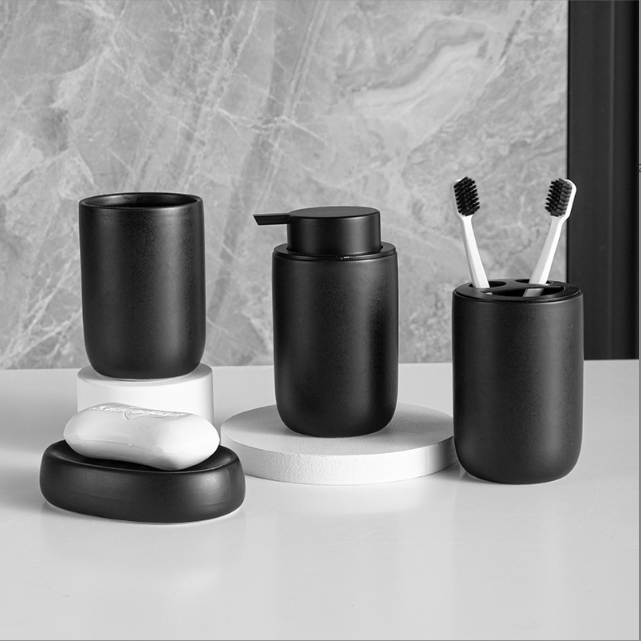 Compact Ceramic Cup Stackable Storage Bathroom Accessories 4PCS