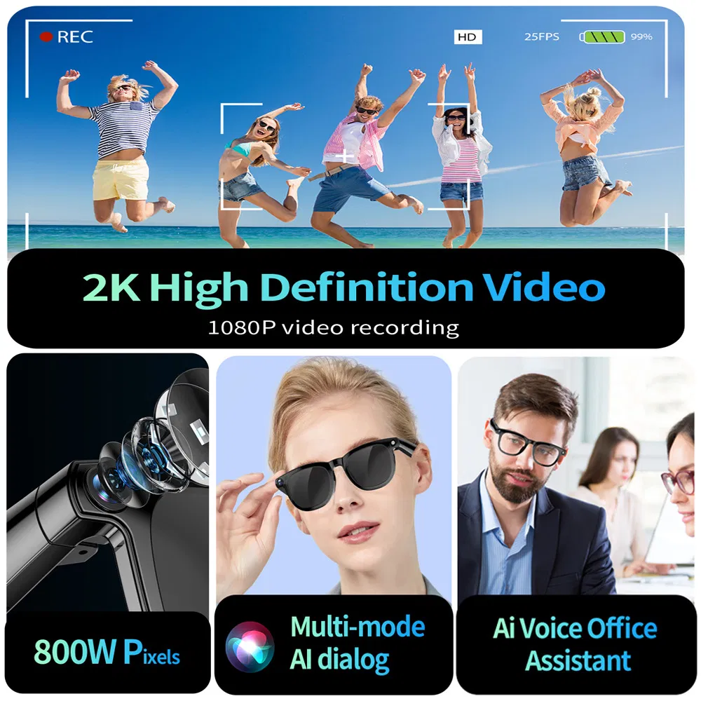 Cy01 Ai Translation Smart Glasses - Video Recording, Bluetooth Music, 2GB, Black