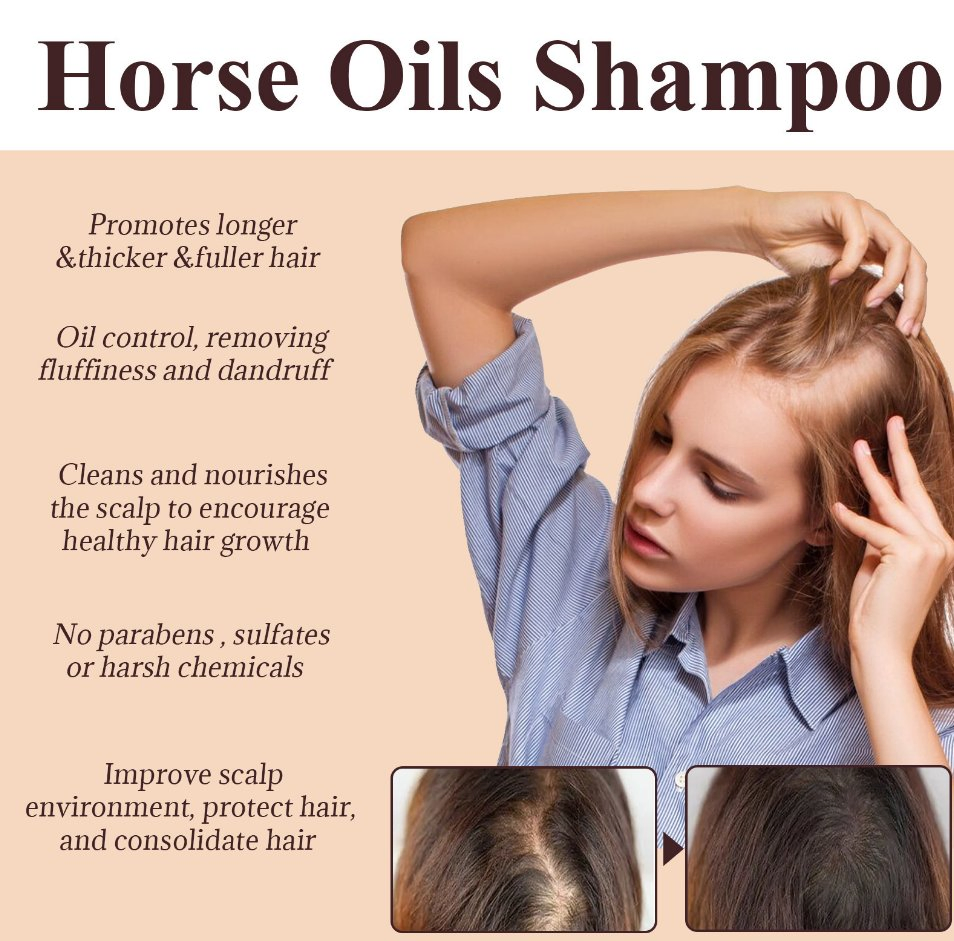 Online Wholesale and Retail Horse Oil Shampoo Professional Oil Control Nourish Anti Hair Loss Shampoo Improve Shine Enhancing Shampoo No Silicone Oil Hair Care