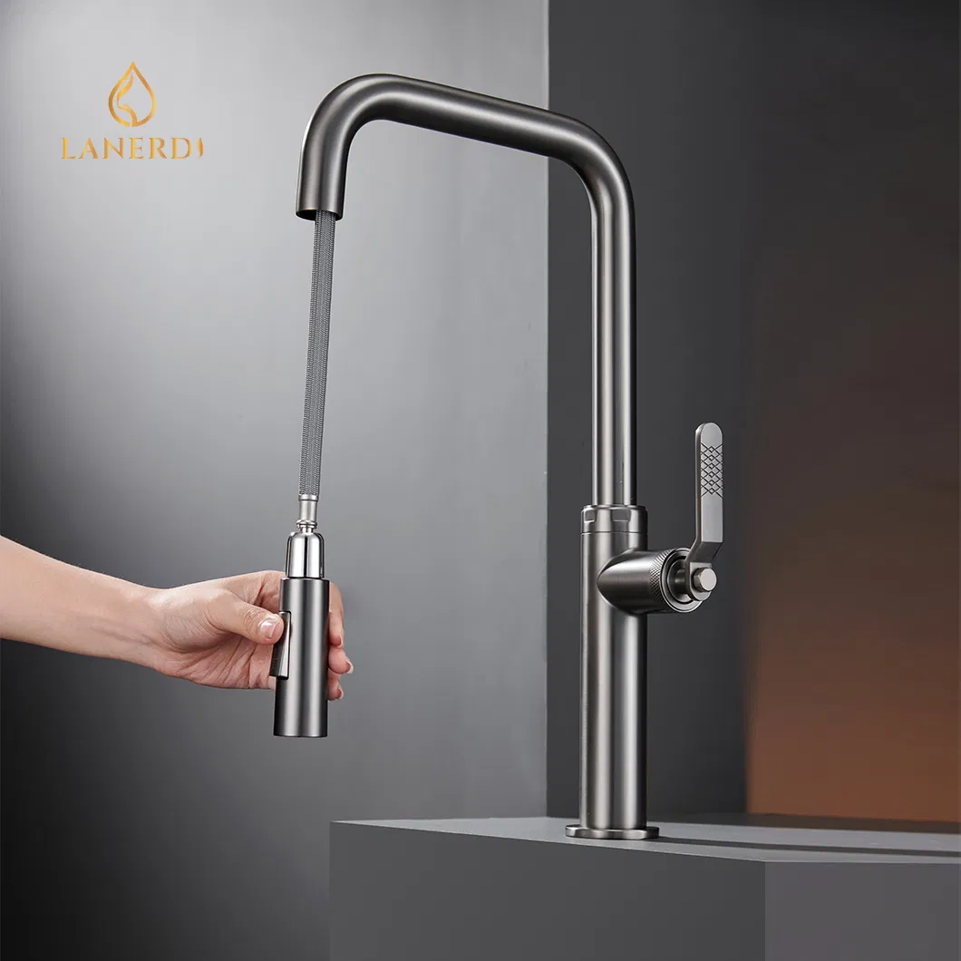 Смеситель для кухни с выдвижным изливом, черный