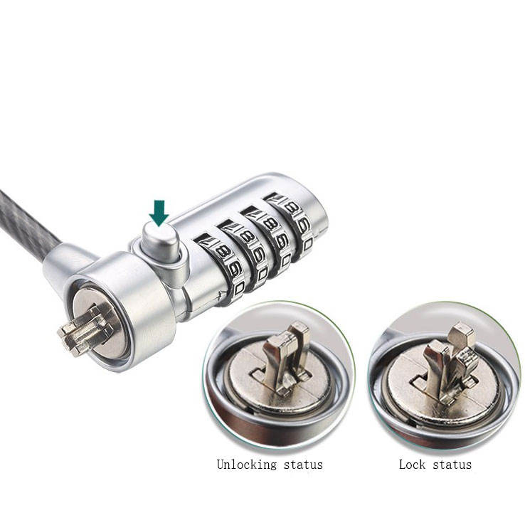 Zinc Alloy Eight Strand Braided Steel Wire 2m Long Password LCD Anti Theft Laptop Lock
