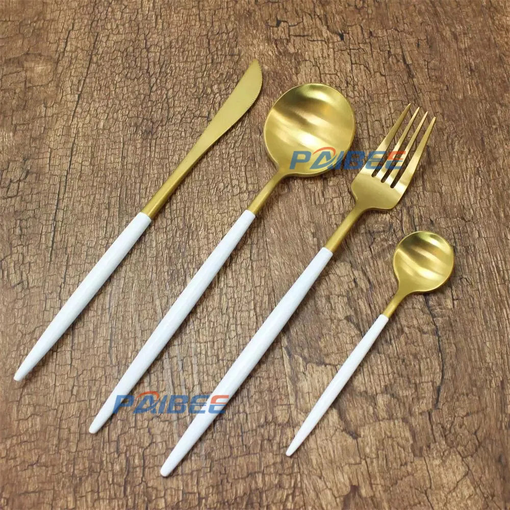 Paibee Hot Selling Cutlery Silverware Dinner Kinfe Table Fork Dessert Spoon