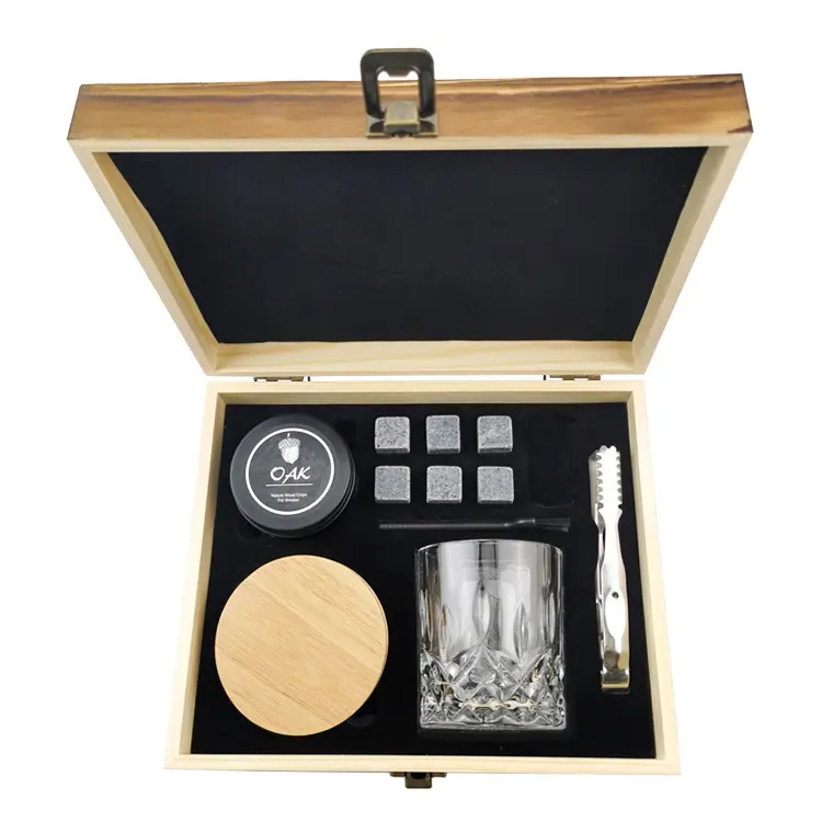 Cocktail Smoker Crystals Rotatable Whiskey Tumbler Glass Cocktail Smoker Kit