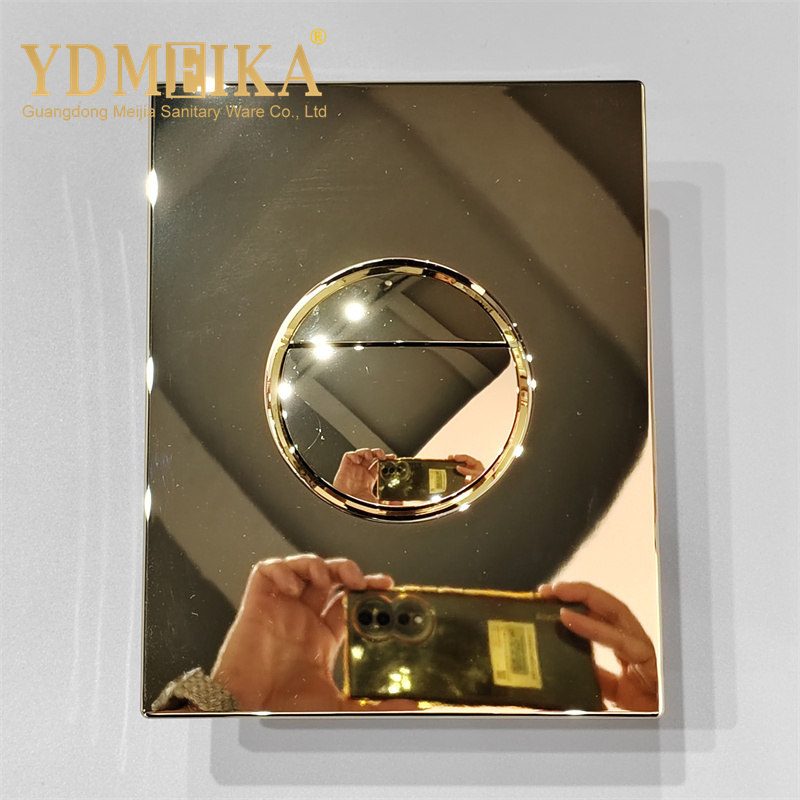 Bathroom Luxury Design Golden Color Round Shape Push Dual Flush Button Panel for Wall Hung Toilet