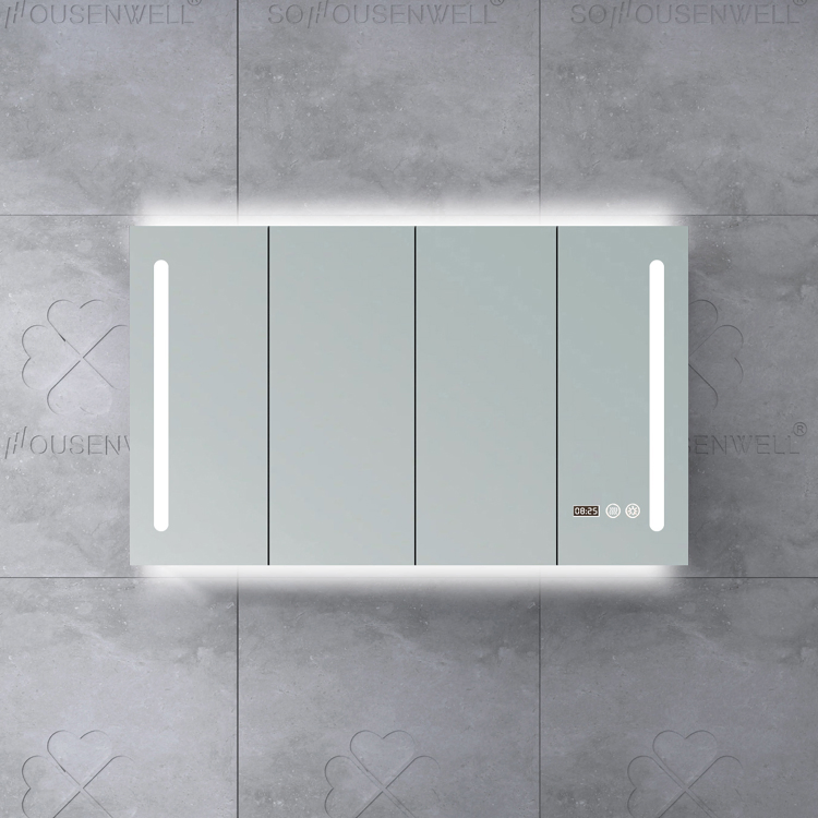 New Style LED Cabinet Marble Basin Wall Hung Intelligent Bathroom Mirror Vanity