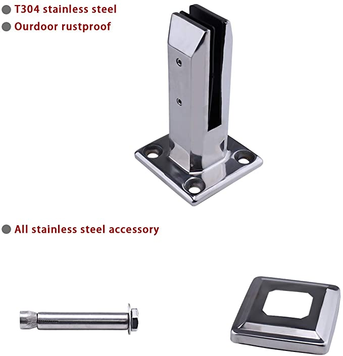 Stainless Steel Glass Clamp Glass Standoff Spigots Deck Post Balustrade Stairs Railing Pool Fence Garden Balcony Glass Panels Mounting Brackets Polish