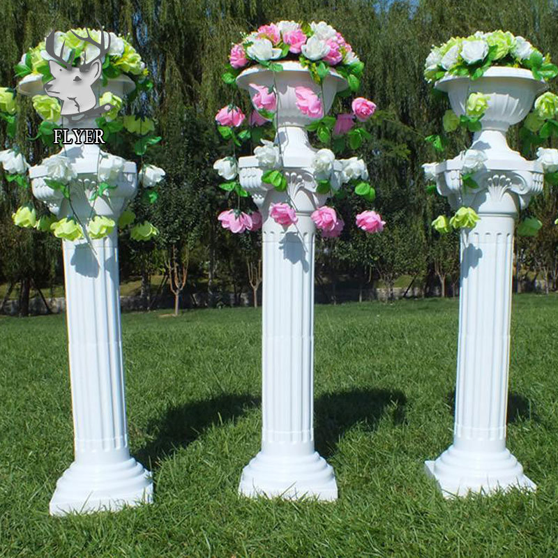 Outdoor Wedding Decoration White Fiberglass Hand Carved Resin Columns Pillars for Sale