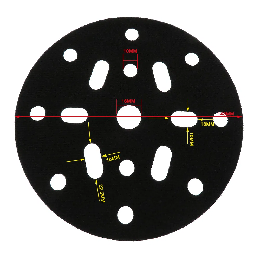6inch 150mm Hook and Loop 8+6/8+1 Holes Black Interface Pad Protection Disc for Sanding Polishing Power Tools Accessories