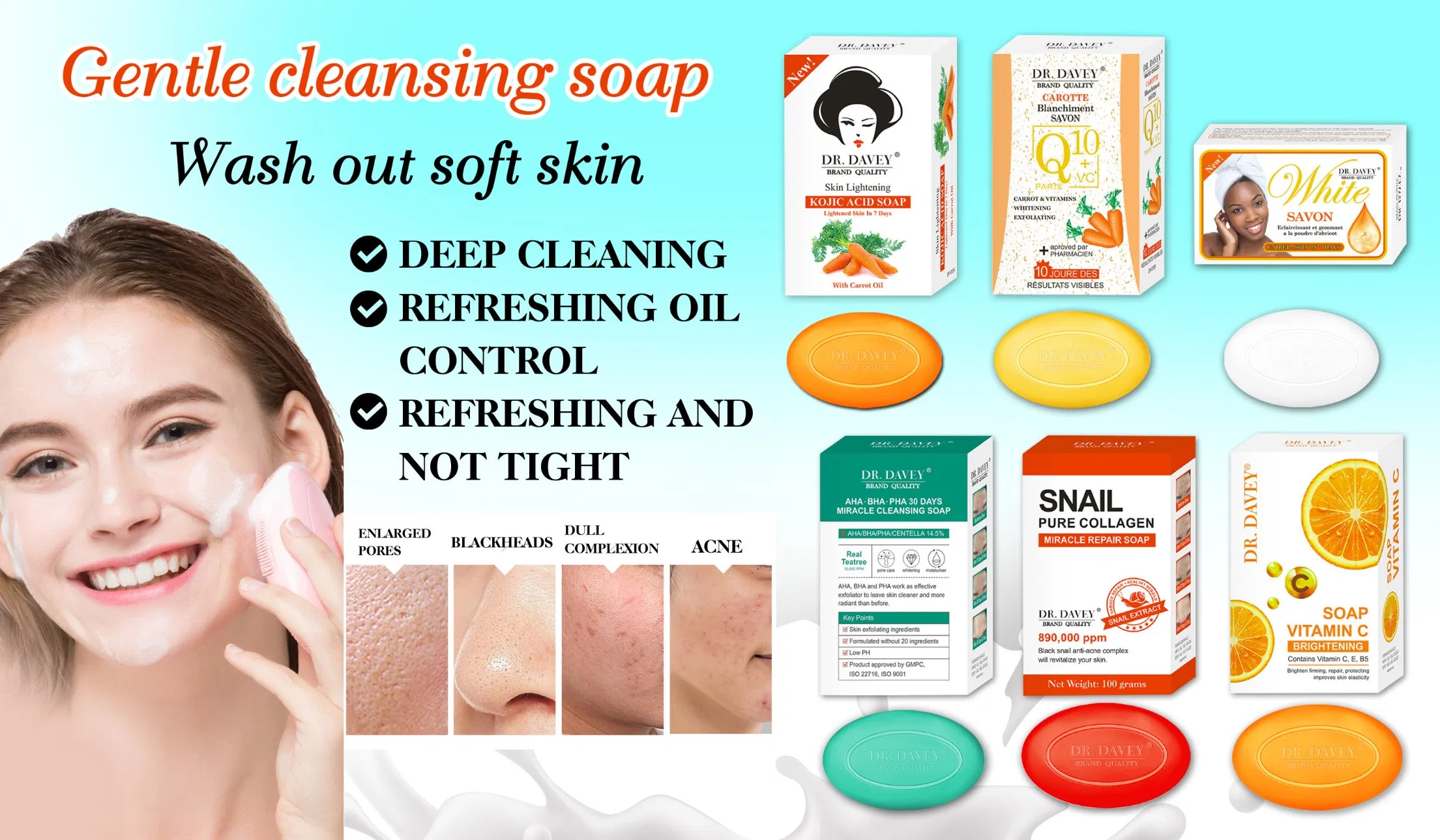 Dr. Davey Kojic Acid Skin and Face Soap Lightening Skin Within 7 Days with Carrot Oil