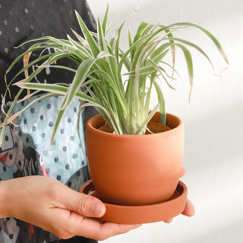 Горшки терракотовые глиняные для цветов с блюдцем