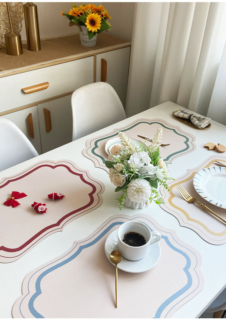 France Ethnic Heatproof Placemats Ins Popular Leather Table Mats Luxury Home Decor Print Placemat