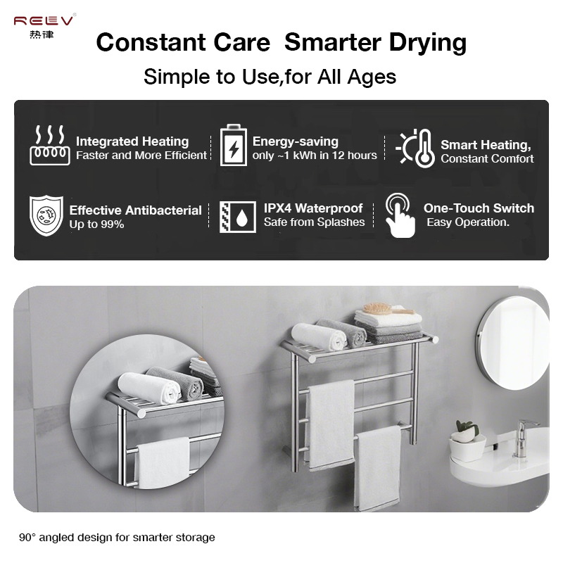 Customizable Bar Electric Heated Towel Rack, Wall-Mounted Swivel Stainless Steel Towel Warmer