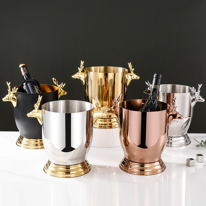 Thickened Double Ears Stainless Steel Ice Bucket Bar Beer Ice Wine Bucket