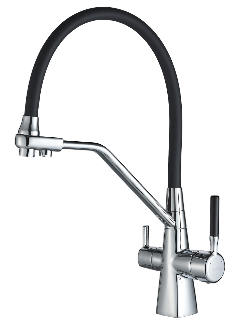 Brass Deck Mounted Luxury Sink Kitchen Faucet With Cleaning Wter(HCK-700-SB)