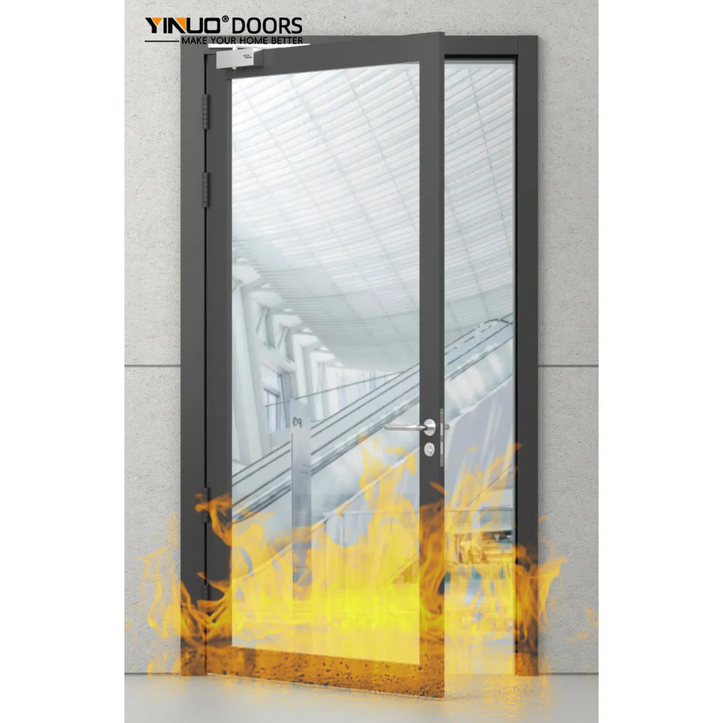 BS En1634 Certified 90 Min Fire Exit Door with Self-Closing Hinge Wholesale OEM