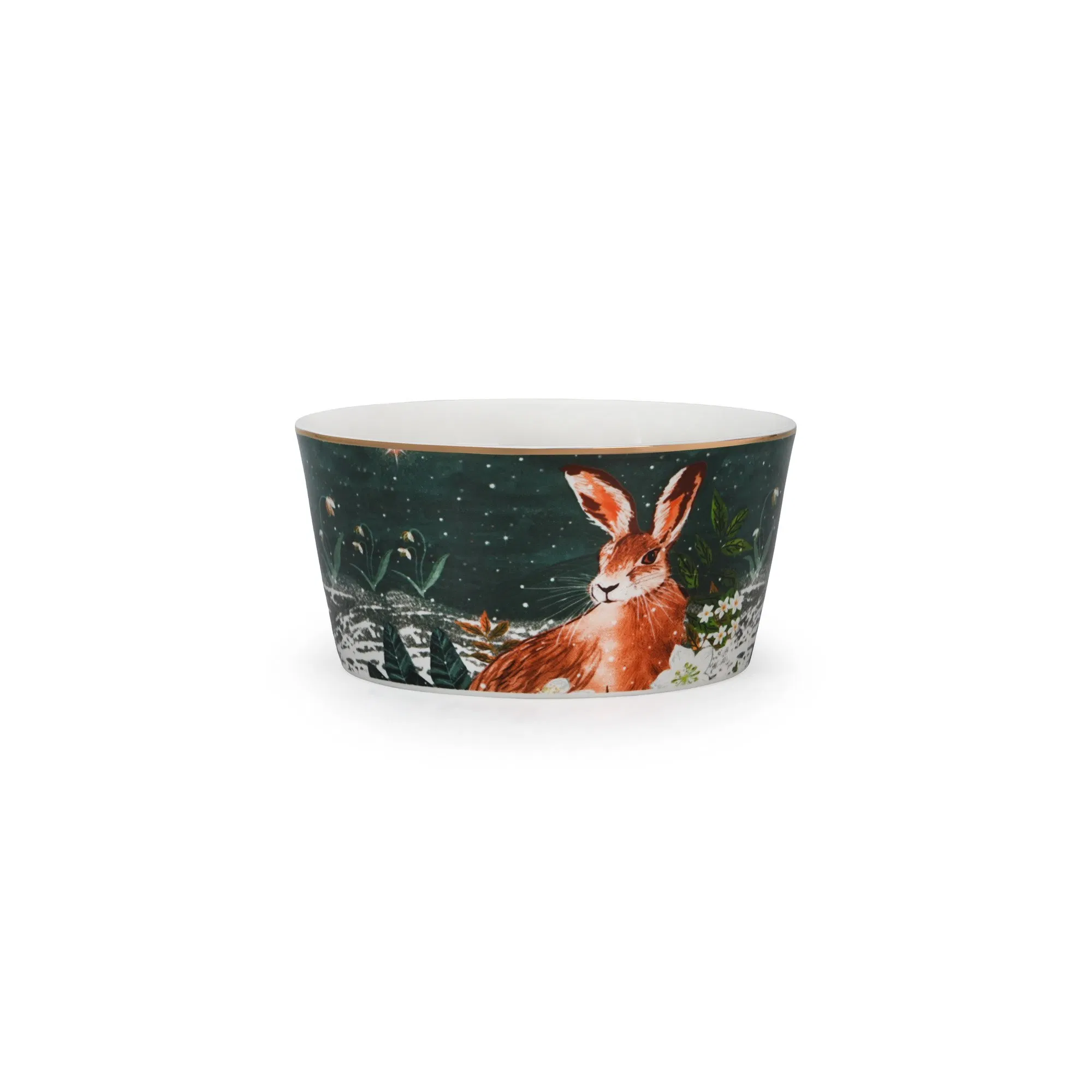 Decorative Christmas Ceramic Cereal Bowl Set Porcelain Bowls with Luxurious Gold Rim