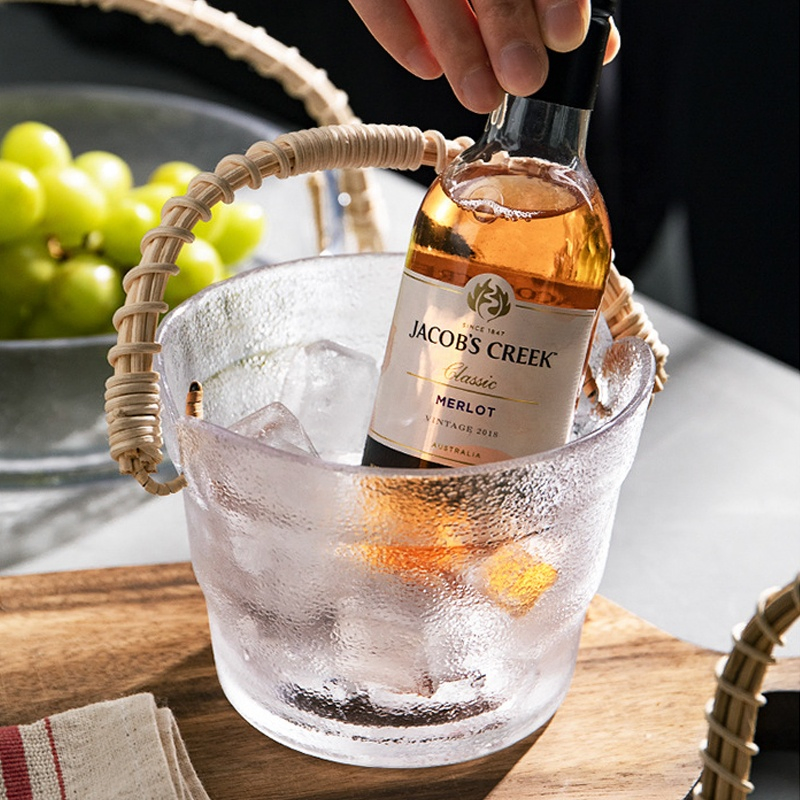 European Style Transparent Glass Beer Barrel for Bar Glass Fruit Ice Bucket Household