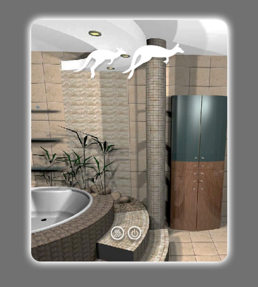 Fog Removal Function LED Tricolor Light Power Cord with SAA Bathroom Mirror