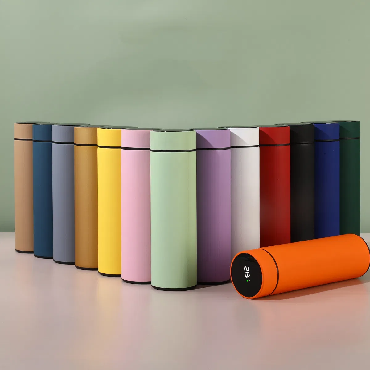 500ml Rubber Matte Finish Vacuum Flask LED Digital Temperature Display Stainless Steel Insulated Smart Water Bottle Thermo