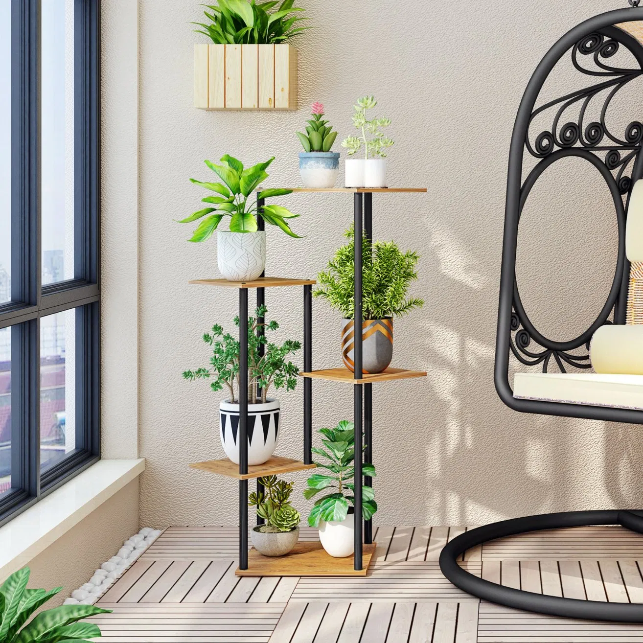 Tiered Pot Holder Simple Design Indoor Outdoor Multi-Layer Plant Shelf
