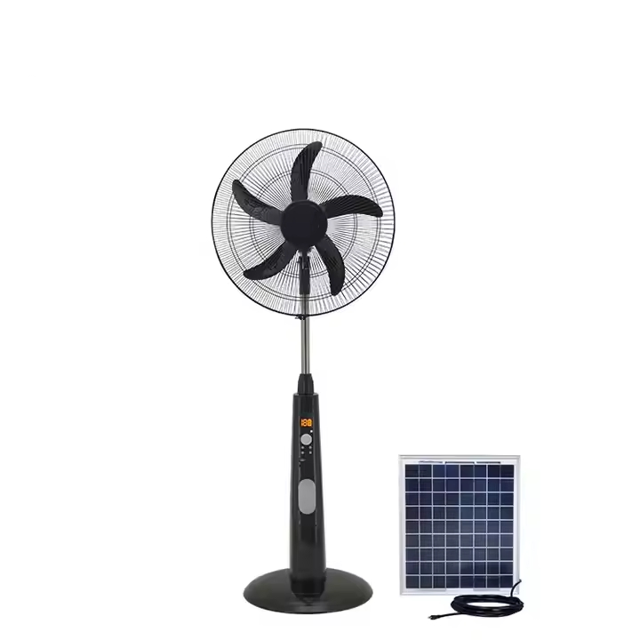 16 Inch Rechargeable Stand Fan with Remote, 20LED Emergency Light, Chargeable with AC/DC/Solar Panel CE Rsf-40