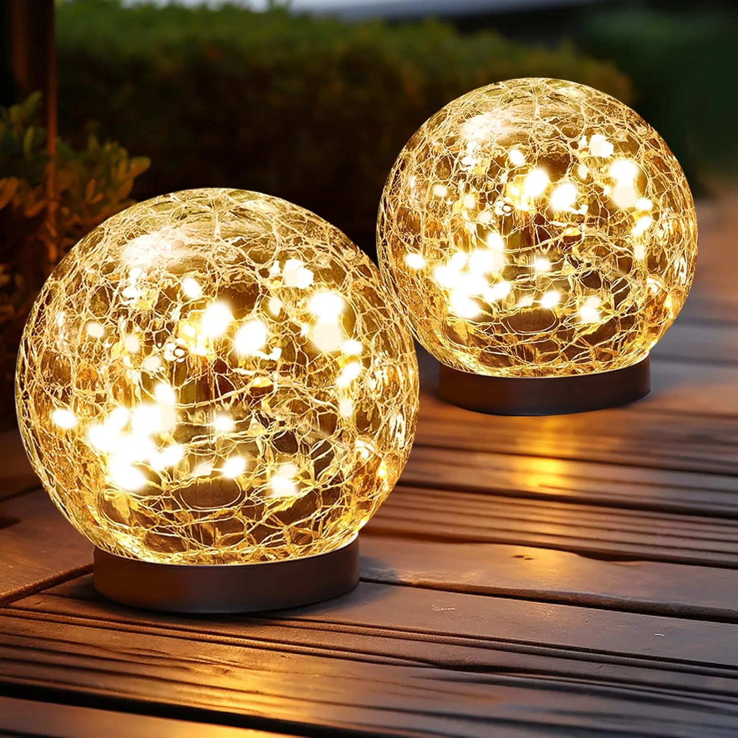 Outdoor Waterproof Garden-Cracked Glass Solar LED Walkway Globe Lights