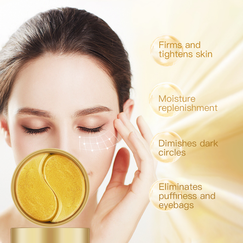 Private Label 24K Gold Collagen Eye Mask Eyepatches Hydrogel Gel Under Eye Patch Wrinkle Remover Parches Eyepatch